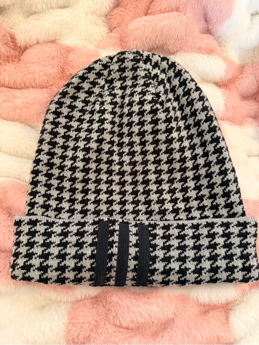 Adidas x Ivy Park Houndstooth Fold Cuff Beanie